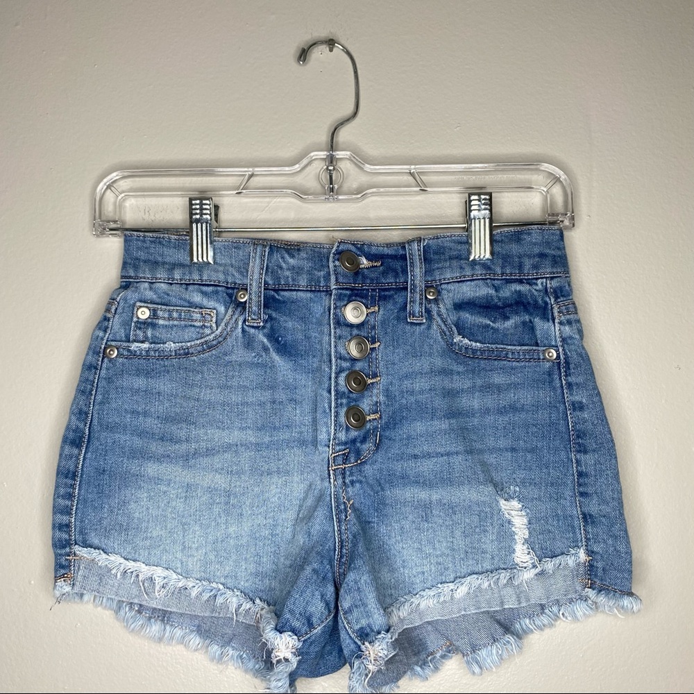 Altar’d State Button Fly Raw Hem Shorts Size 25